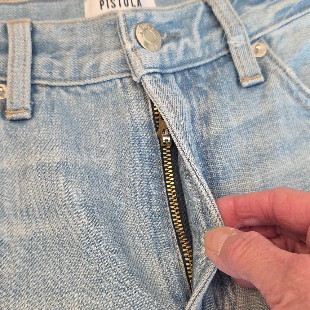 Pistola Forever Jeans Light Flared High Rise Light Wash Size 26 NWOT Raw Hem - Picture 6 of 16